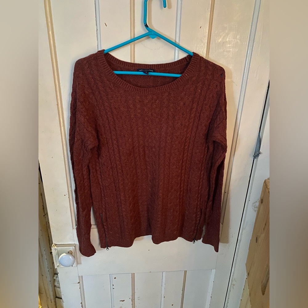 American Eagle burnt orange sweater with zip sides - Large